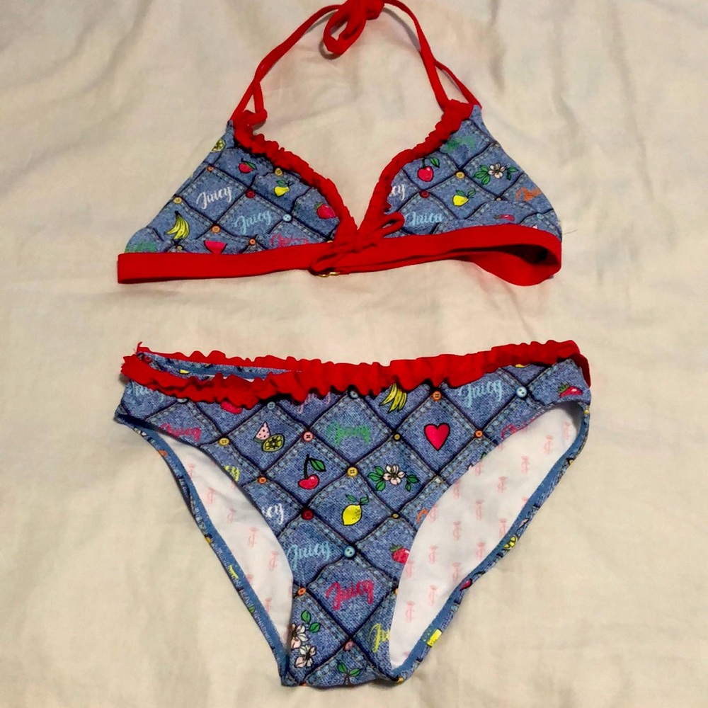 Juicy Couture Girls Patchwork Denim Bikini Set